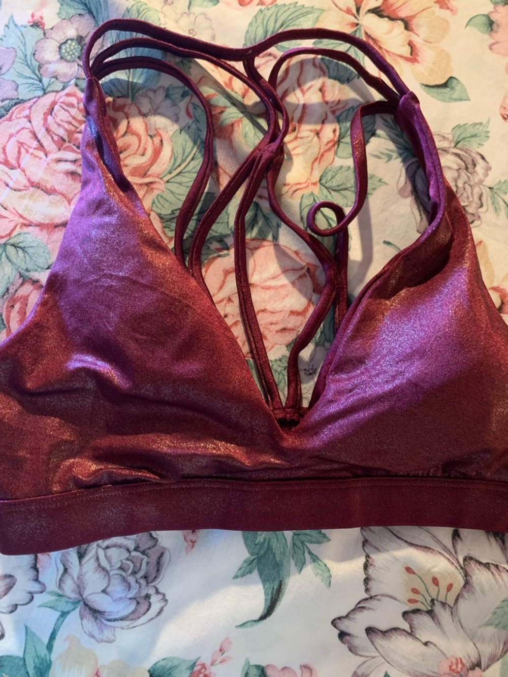 Victoria Secret Pink Ultimate Women's Shimmer Bralette - Burgundy Size Small